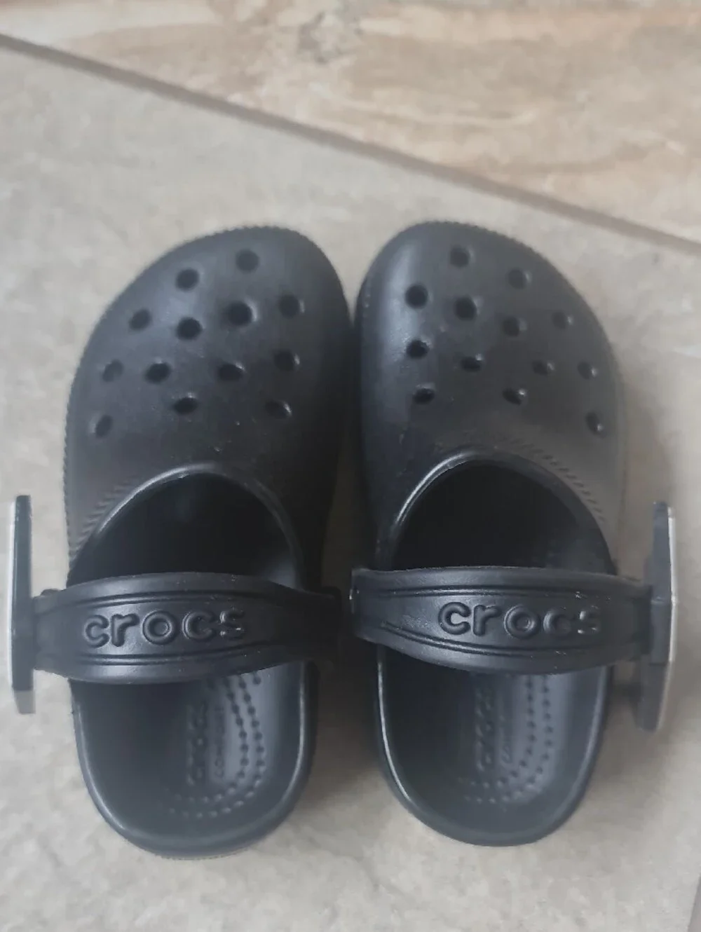 Kids Black Clog Sandals with Bat Wing Charm